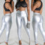 Silver Metallic Leather Pants